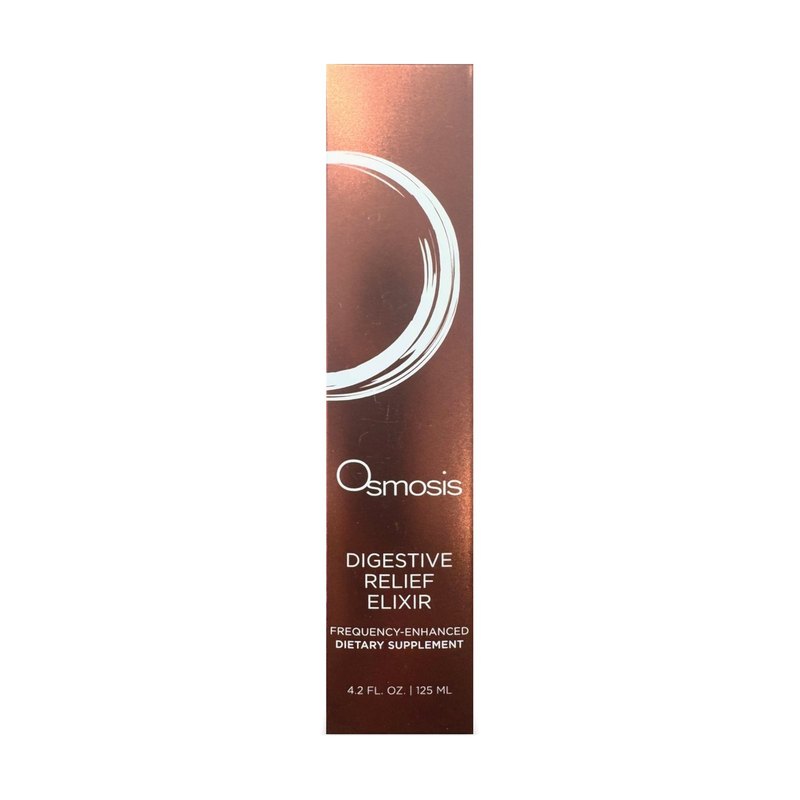 Osmosis Digestive Relief Elixir 125 mL, copper-brown box with white brushstroke ring, front